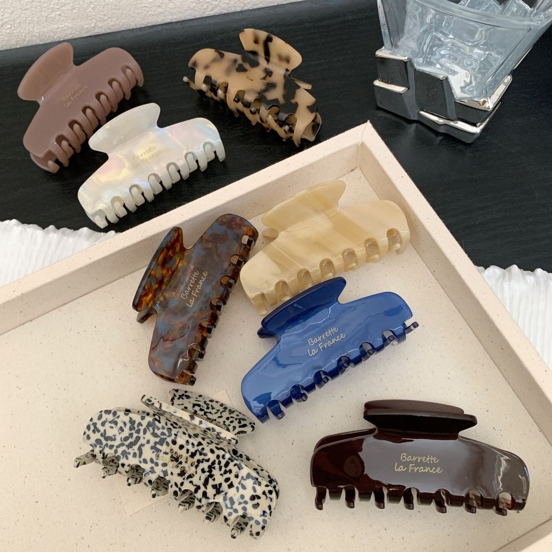 Custom Logo 8.3CM French Retro Cellulose Acetate Shark Hair Claw Clip
