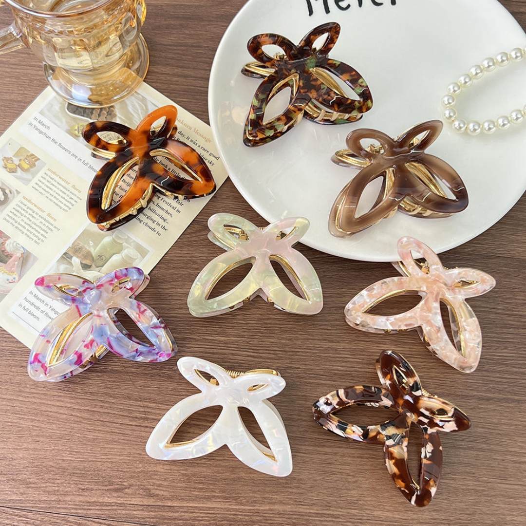 New Custom Logo Mini Fashion 6.5cm Acetate Alloy Butterfly Girls Hair Claw Clips Sweet Wedding for Women Hair Accessories