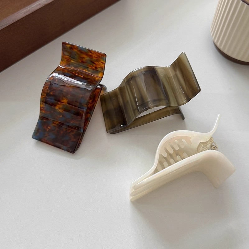 Korean Style Retro Fashion Custom Logo Square Duck Acetate Wave Large Hair Claw Clips for Women's Girls Accessories