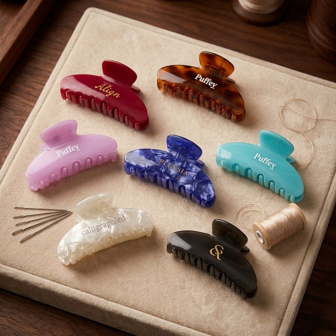 Ladies Private Label Custom Laser Engrave Logo Acetate Hair Claw Custom Size Colors Cellulose Acetate Hair Clips for Women Girls